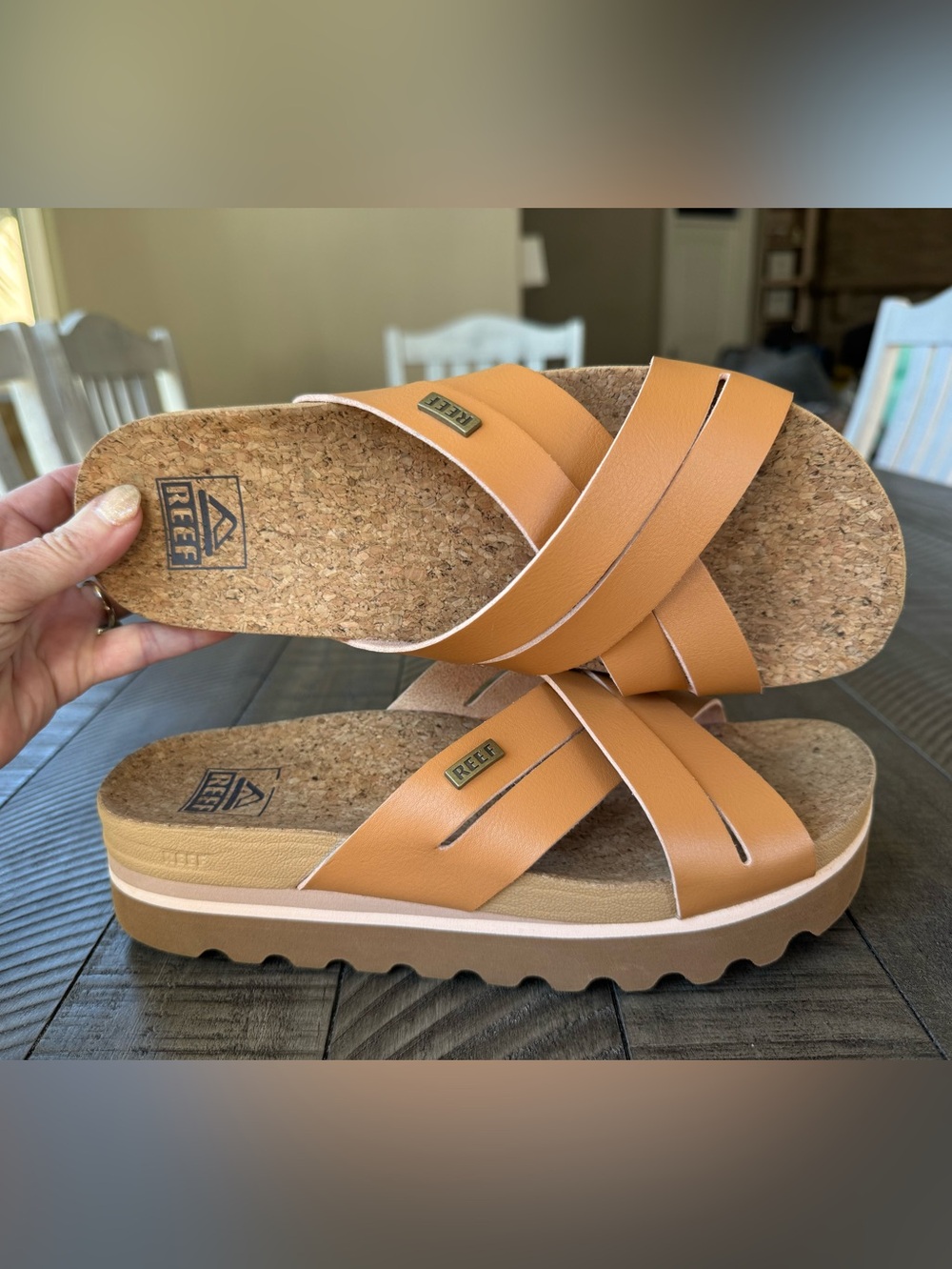 Reef Cushion Bloom Hi Kaia Tan Crossover Platform Slide Sandals Women’s Size 7